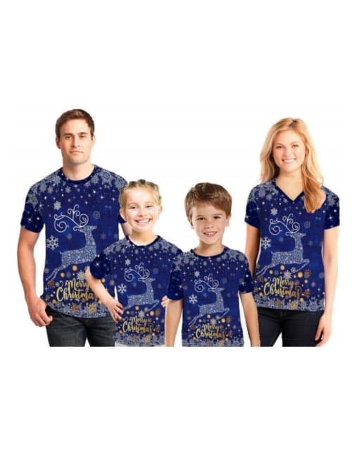 Camisa Familiar Navidad Merry Christmas Azul Claro Marketplace506