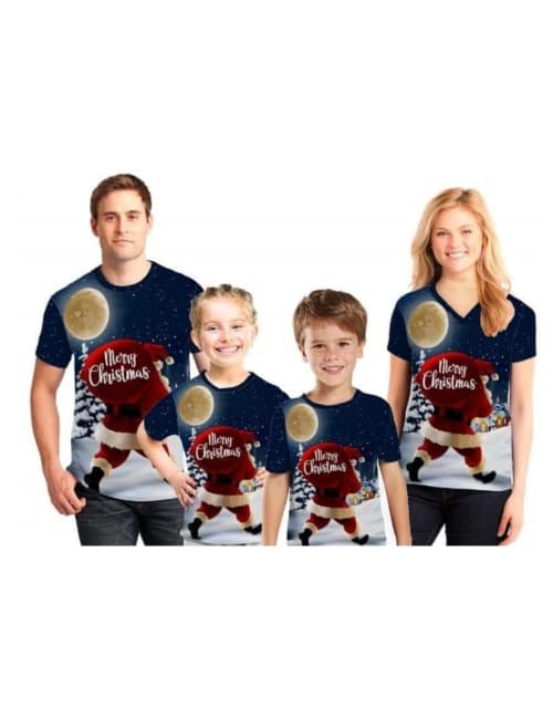 Camisa Familiar Navidad Santa Azul Oscuro Marketplace506