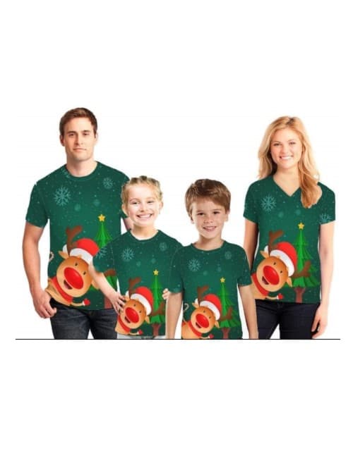 Camisa Familiar Navidad Verde Reno Café Marketplace506