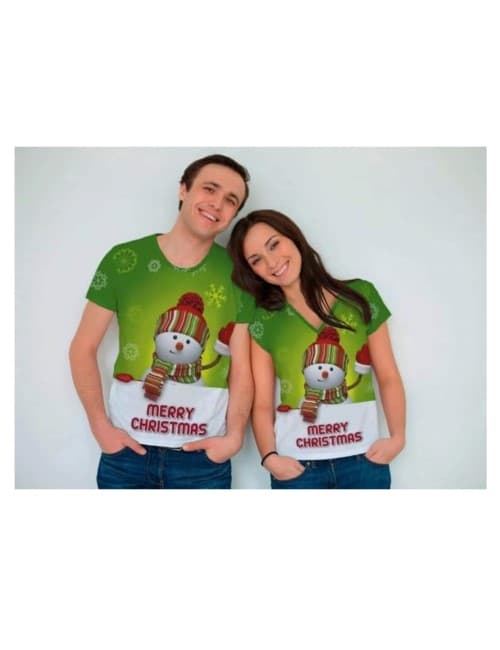 Camisa Navidad Pareja Muñeco de Nieve Verde Marketplace506