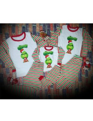 Pijama Navidad Familiar Grinch Cuadros Verde Blanco Rojo Marketplace506